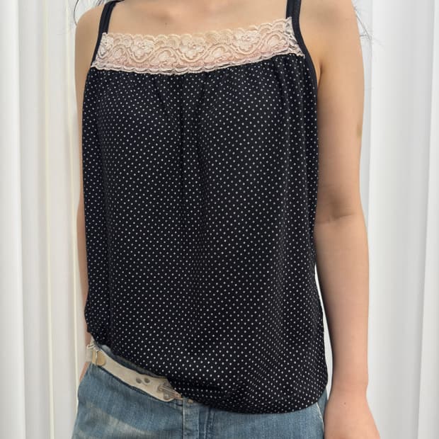 dot lace sleeveless