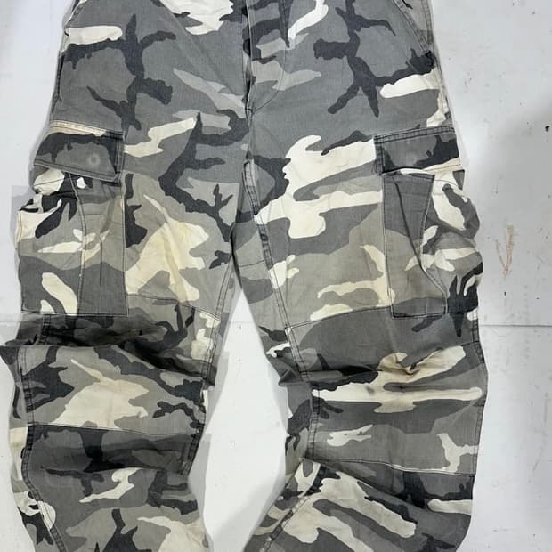 빈티지 밀리터리 와이드 그레이 카고팬츠 33