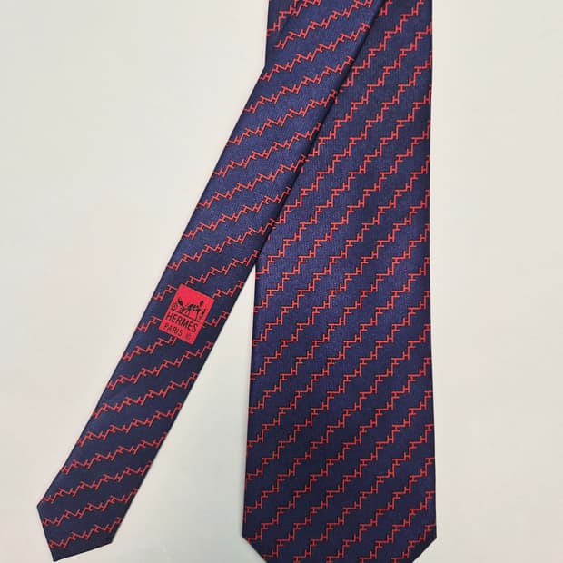 에르메스 실크 네이비 넥타이 (새상품급)