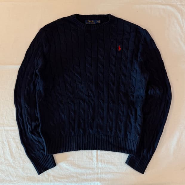 폴로 랄프로렌 꽈배기 케이블 니트 네이비