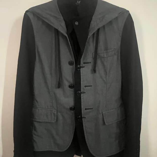 COMME DES GARCONS BLACK HOODIED JACKET