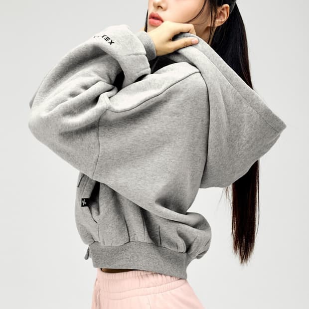 젝시믹스 내핑 후드 집업 - 멜란지 그레이