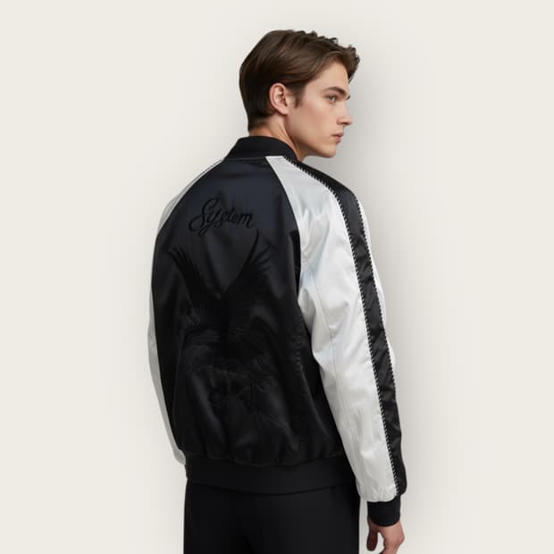 105/ 시스템옴므 자수패턴 스카쟌 집업 자켓