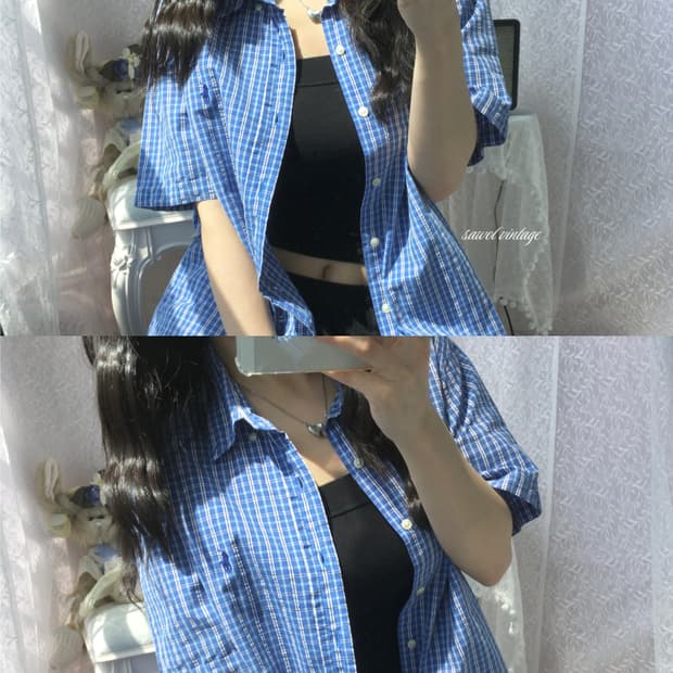 Polo blue check half shirt