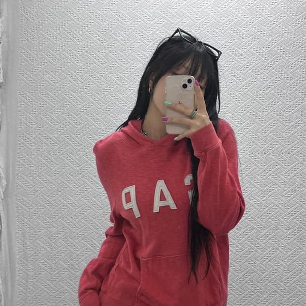 갭 00's 레트로 Y2K 코랄색감 후드티 L C06943