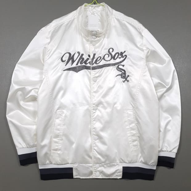00s MLB 시카고 화이트삭스 나일론 새틴 베이스볼 자켓 화이트 XL