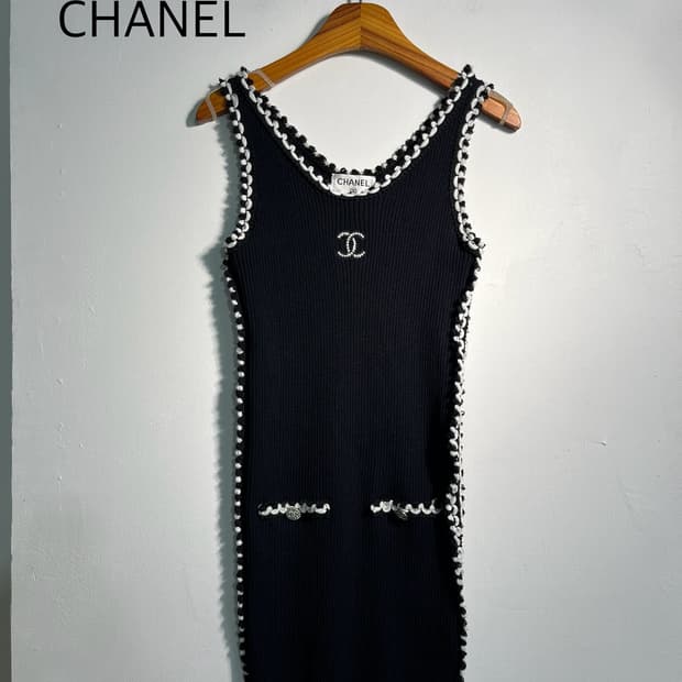 CHANEL 샤넬 로고 니트 미니원피스 s (정품)
