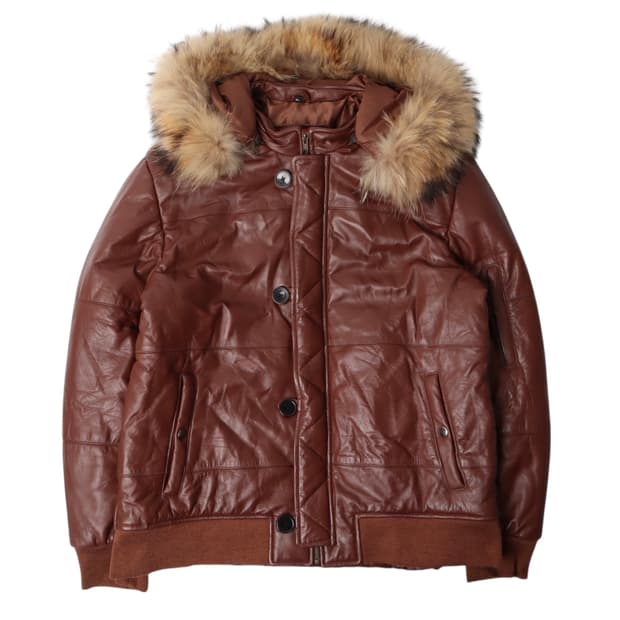 Runnerup 리얼레더 후디 퍼 패딩