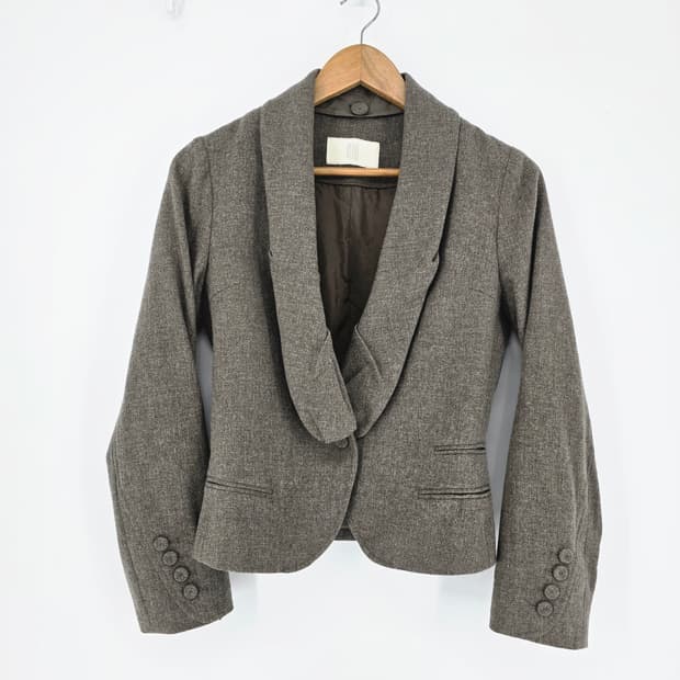 KUHO 브라운 여성 크롭 모직 자켓  XS