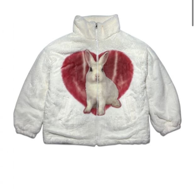 Kater 카터 하트 토끼 아이보리 퍼 자켓