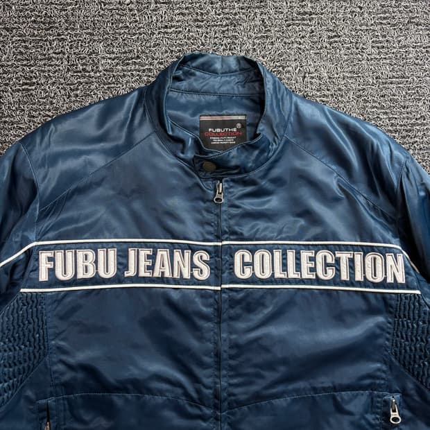 00s 후부 올드스쿨 나일론 쉘 바이커 자켓 3357