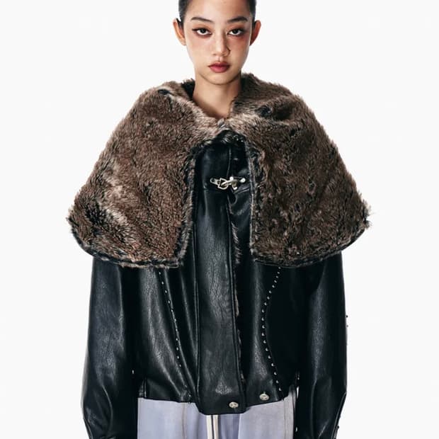 yeel FOLD-OUT HOODIE SHAWL 퍼자켓 블랙