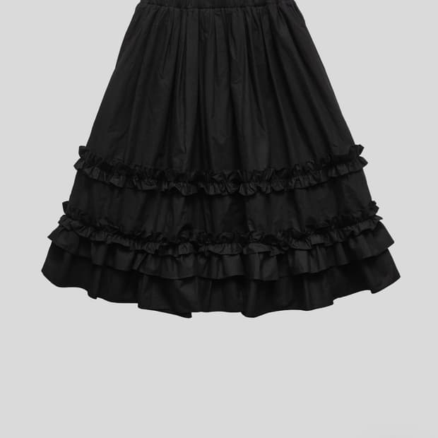 생긴스튜디오 RUFFLE PLEATED MIDI SKIRT - BLACK
