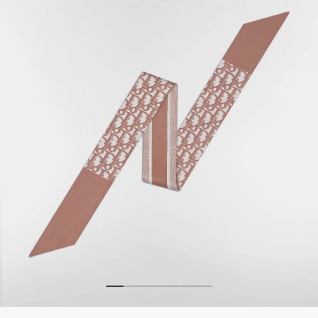 정품} 디올 오블리크 미차 스카프 로즈드방 실크 트윌 핑크