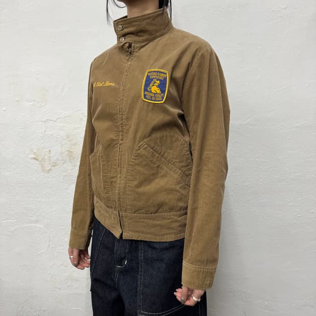 히스테릭글래머 베이지 히스테릭걸 패치로고 후면 자수 코듀로이 블루종 자켓