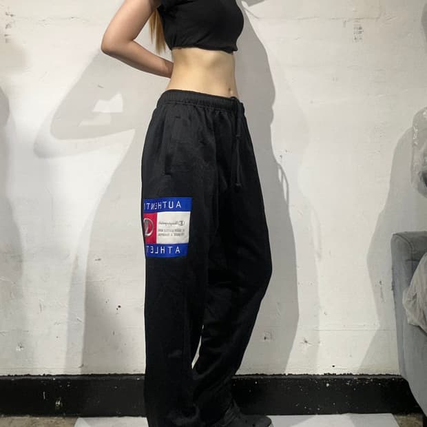 챔피온 90s 블랙 빅 로고 팬츠 L