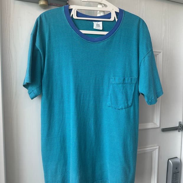 USA 80~90s 올드갭 보더티셔츠 blue teal