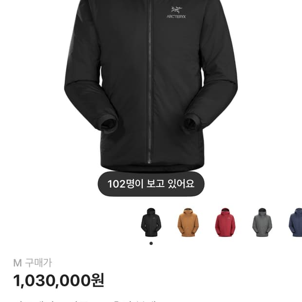 아크테릭스 아톰 AR 후디 블랙 M