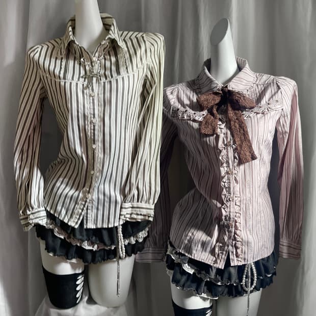 Axes femme blouse 엑시즈팜 스트라이프 블라우스