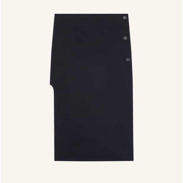 꾸레쥬 오블리크 테일러드 울 미디스커트