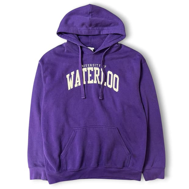 빈티지 퍼플 Waterloo 자수 기모 후드티 XL 추정