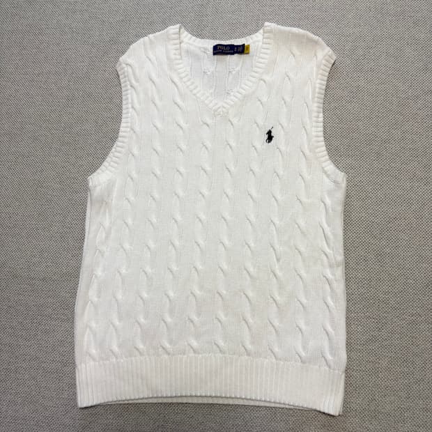폴로 랄프로렌 브이넥 케이블 니트 조끼