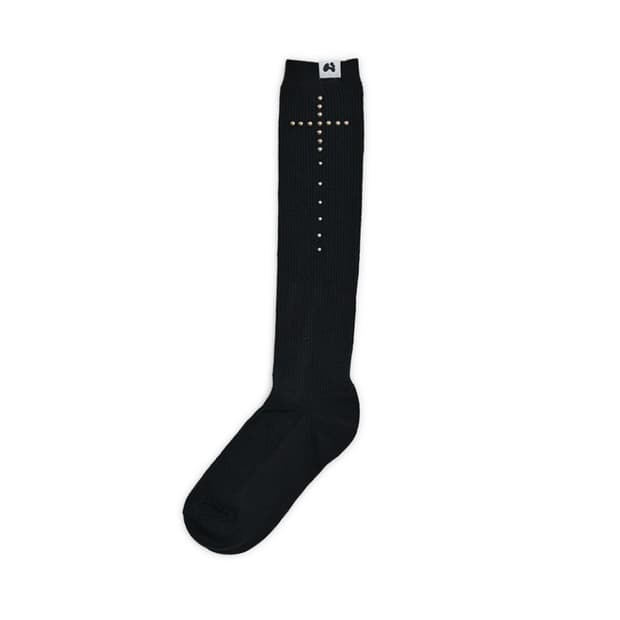 허그유어스킨 스터드 크로스 삭스 블랙