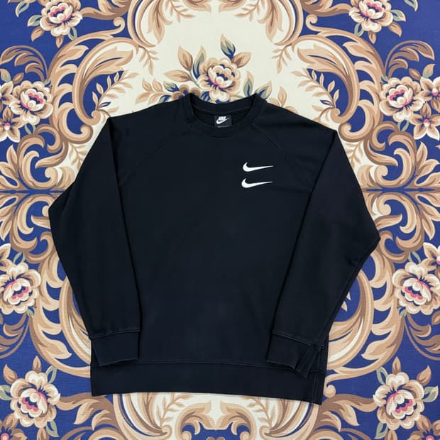 (XL)나이키 Nike 더블 스우시 맨투맨(블랙,뒷판 빅로고)