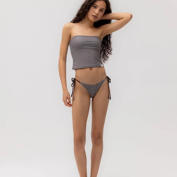 글로니 glowny 비키니 G GINGHAM BANDEAU BROWN