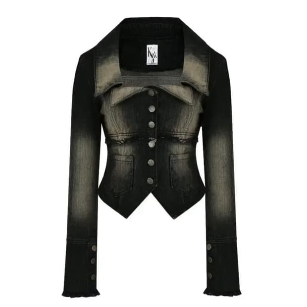 카시코 데님 스퀘어넥 트러커자켓