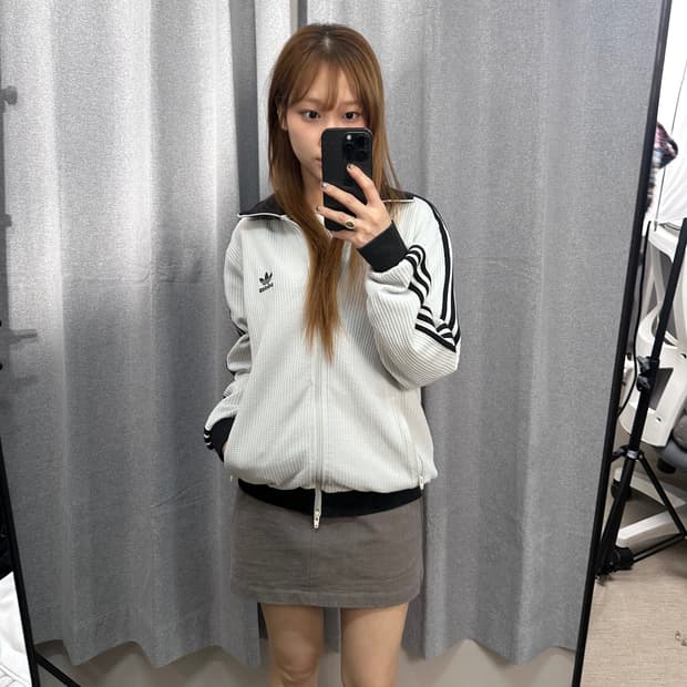 아디다스 와플 꽈배기 트랙탑 져지 화이트