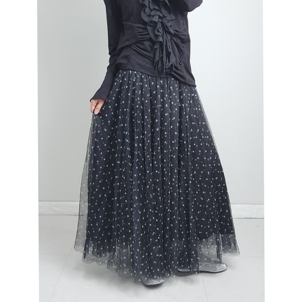 도트 샤 롱 스커트