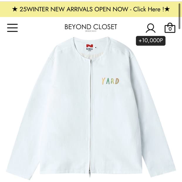 비욘드클로젯 슬리브 집업 점퍼 L