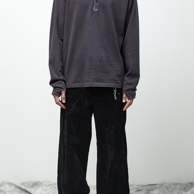 해칭룸 Double Henley Neck Tee 블루차콜 (S)