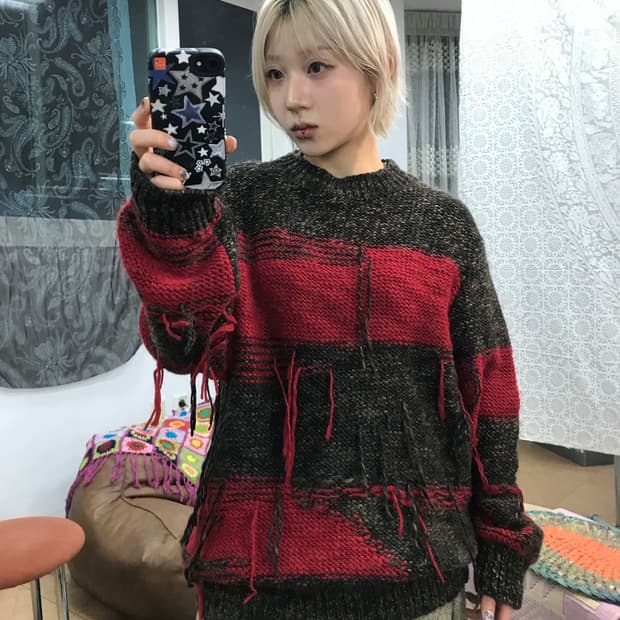 SJYP 투톤 배색 니트