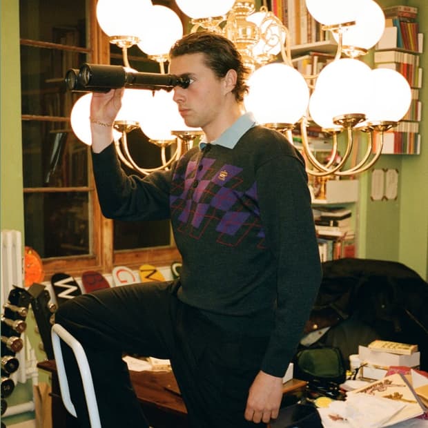  L) 템즈 thames 어본모어 폴로 니트 블랙퍼플