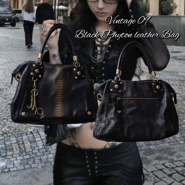 Vintage 09 Black Phyton leather Bag