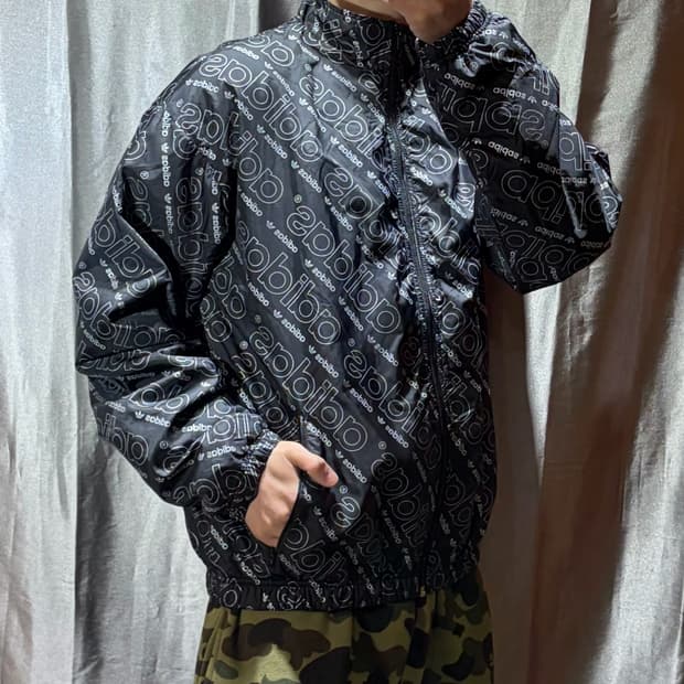 L 아디다스 adidas 패턴 플리스 안감 나일론 자켓