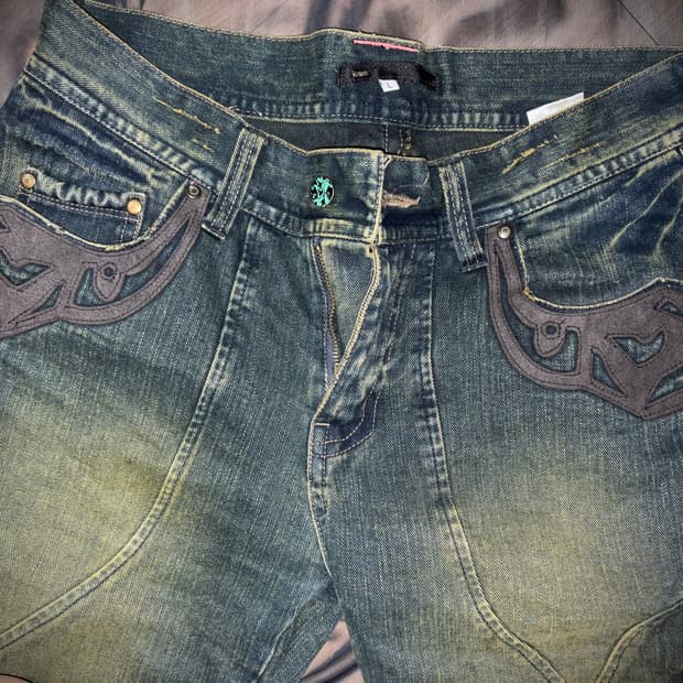 빈티지 y2k 오리엔탈 데님 팬츠