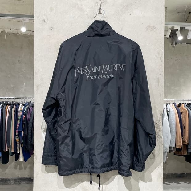 이브 생로랑 뿌르 옴므 블랙 백 로고 플리스 라이닝 자켓