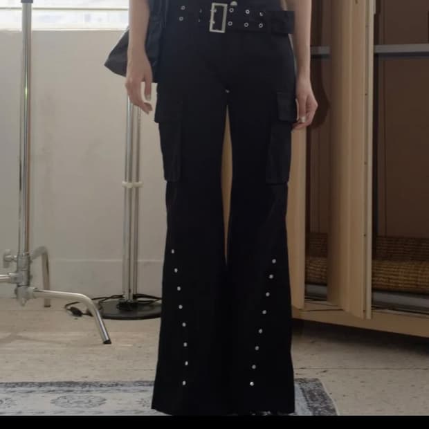 스터드 카고 부츠컷 팬츠