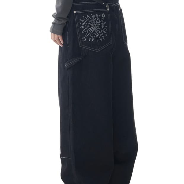 AAKAM Needlework Carpenter Denim Pants