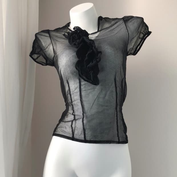 랄프로렌 쉬어 코사지 블라우스 