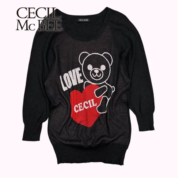 CECIL MCBEE love bear jacquard knit