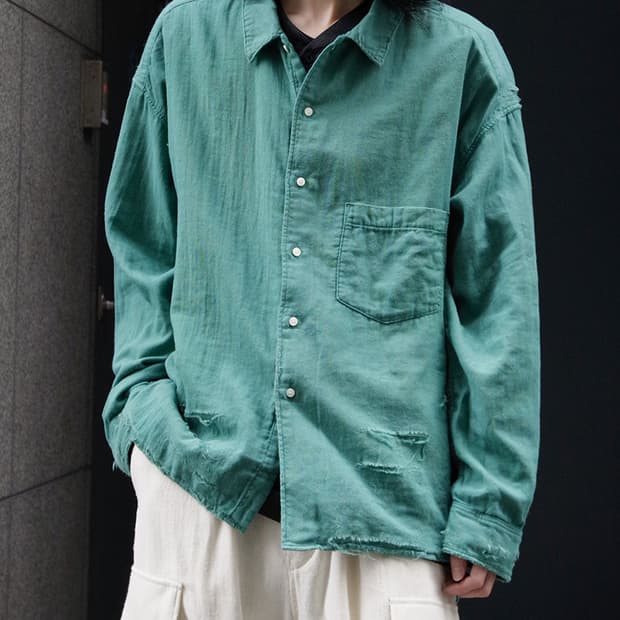 Ancellm 더블 거즈 크래쉬 LS 셔츠 2