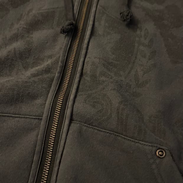 WASHED GRAPHIC HOOD ZIP-UP (NAVY)