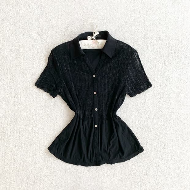 레이스 ♥ 블랙 자개단추 셔츠 블라우스