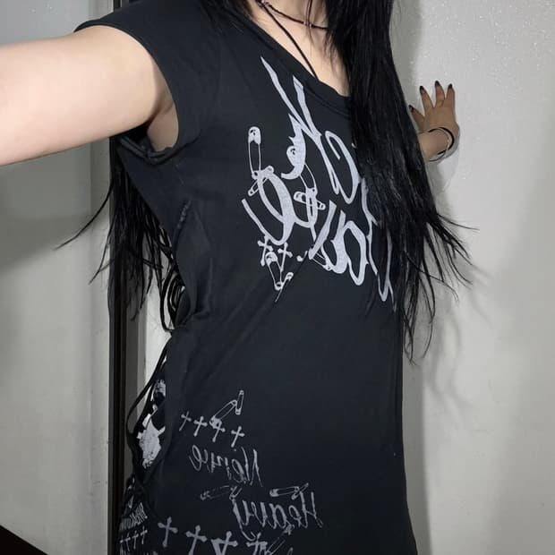 Ghost of Harlem Distressed Lace-Up Dress