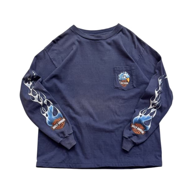 00s 할리데이비슨 이글 플레임 포켓 롱슬리브