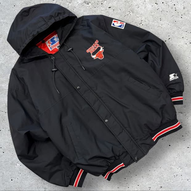 [L] 올드 스타터 NBA 시카고 불스 후드 자켓 블랙 B393